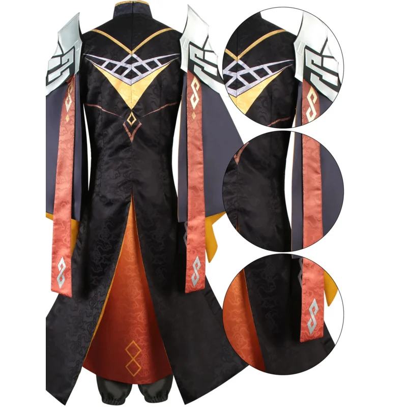 Genshin Impact Zhongli Morax Cosplay Costume Archon War Zhongli Cosplay Anime Zhong Li Chinese Halloween Hanfu Dress Wig Women P
