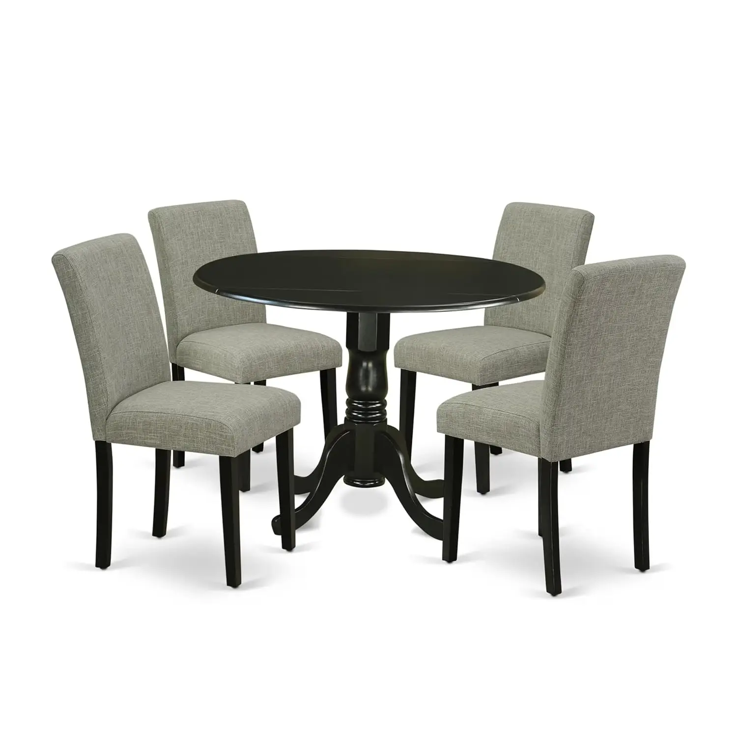 Juego de Comedor de Madera de 5 Piezas con Acabado Negro/Shitake, Mesa de Comedor y 4 Sillas, Personalizable