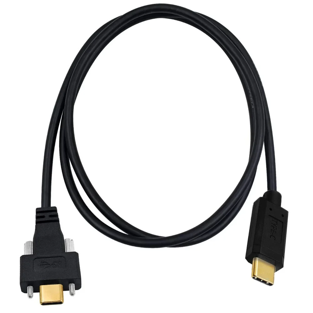 10Gbps USB C Type-C Locking Connector Male To Male Extension Data Short Cable With Panel Mount Screw Hole 30cm 1m 2m