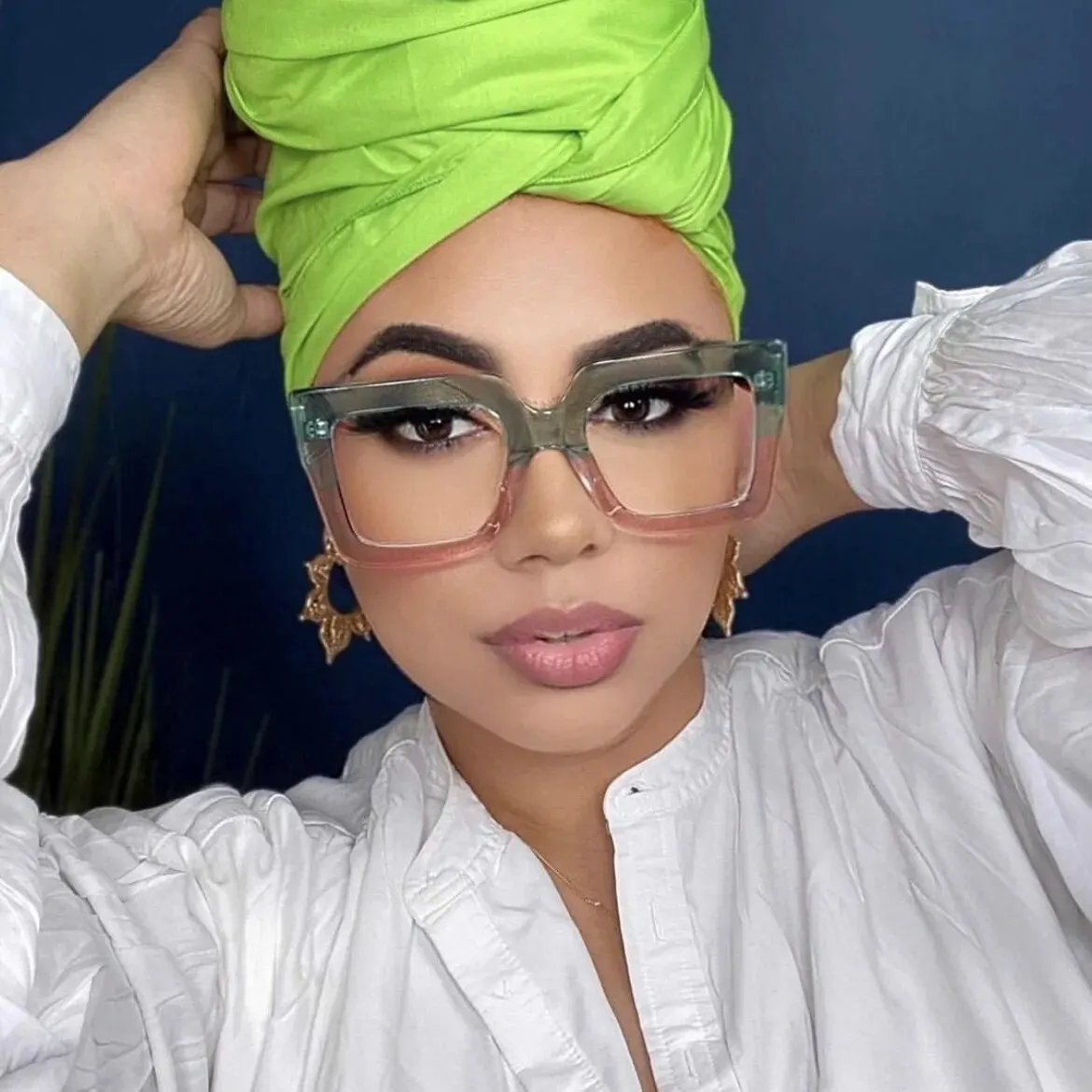 Trend Glasses Frame Square Large Frame Simple Flat Light Mirror Anti-blue Light Ins Concave Shape Glasses Frame Woman image 3