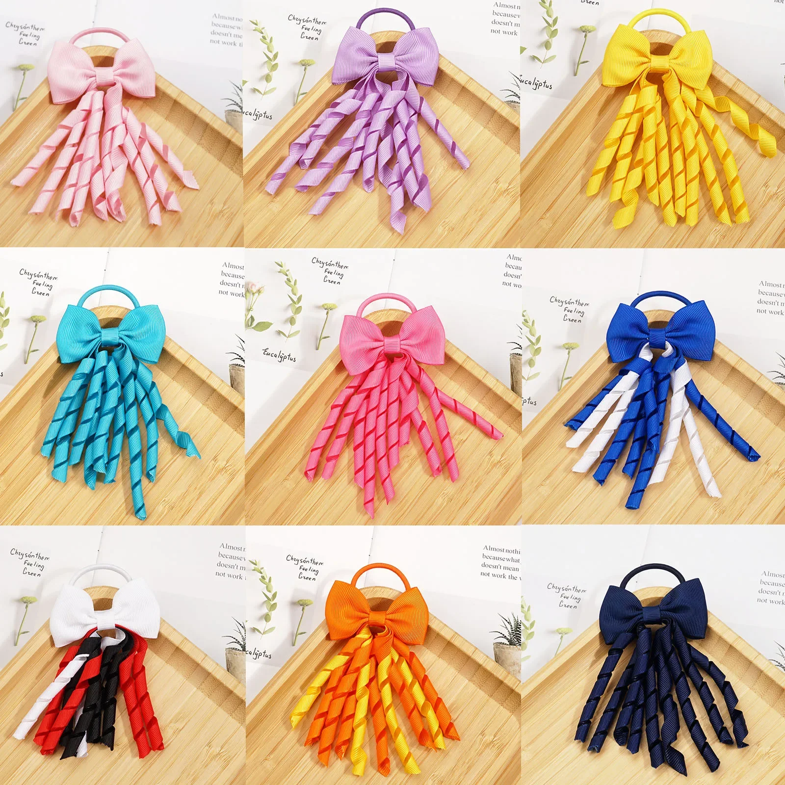 Fashion Girl Tassel Ponytail Holders Curly Ribbons Streamers Hair Ring Cute Bows Elastic Children Rubber Band Hair Accessories