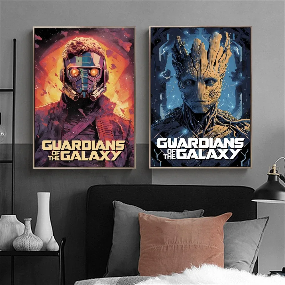 MINISO Guardians of the Galaxy Canvas Poster Rocket Raccoon Starlord Groot Print  Marvel Wall Art For Office Bedroom Decor