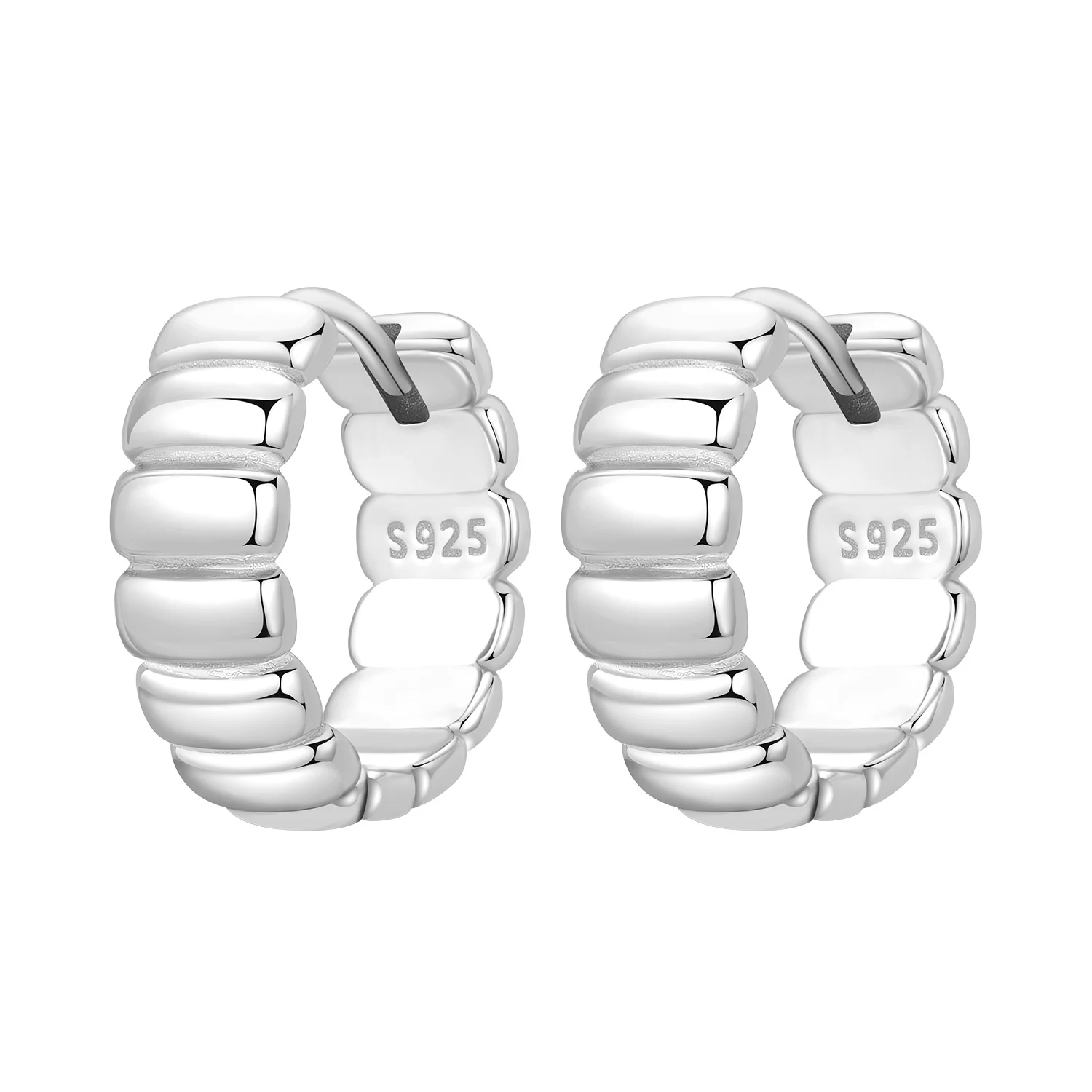 PANPOKI S925 Pendientes cuadrados modernos de plata de ley, pendientes de aro, joyería para mujer, regalo de aniversario original y moderno