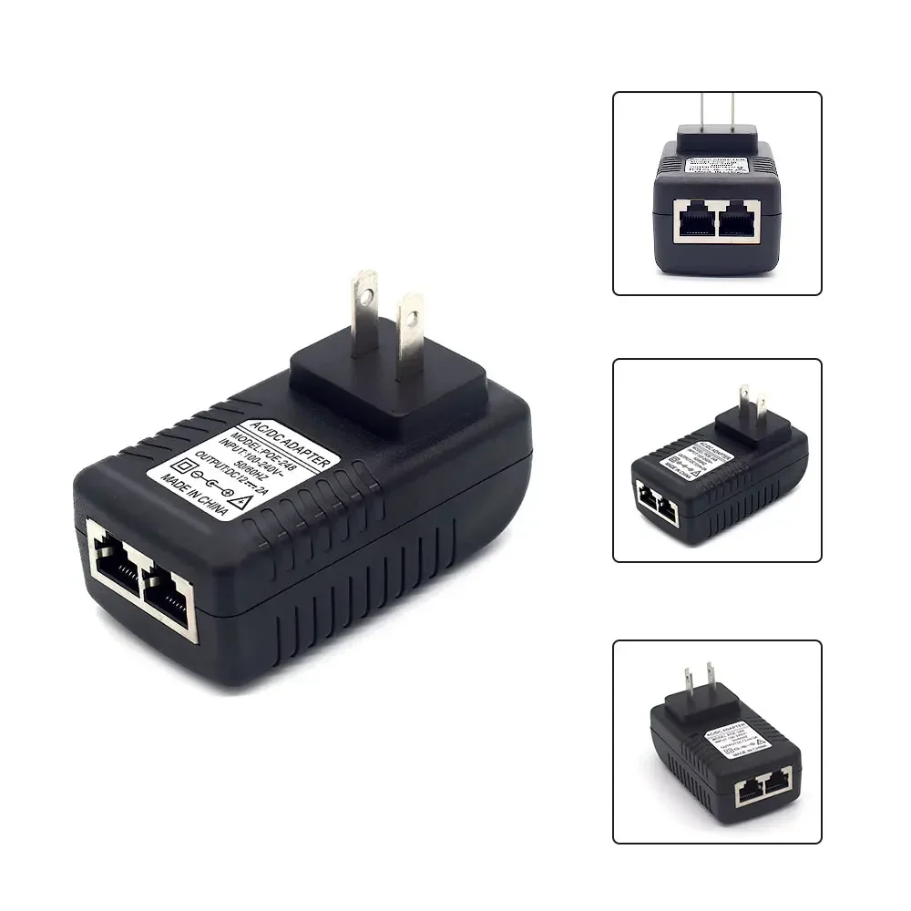 Injecteur POE pour caméra IP CCTV et surveillance de sécurité, alimentation PoE, adaptateur Ethernet, téléphone, prise US EU et UK, chaud, 48V, 0,5 A, 24W