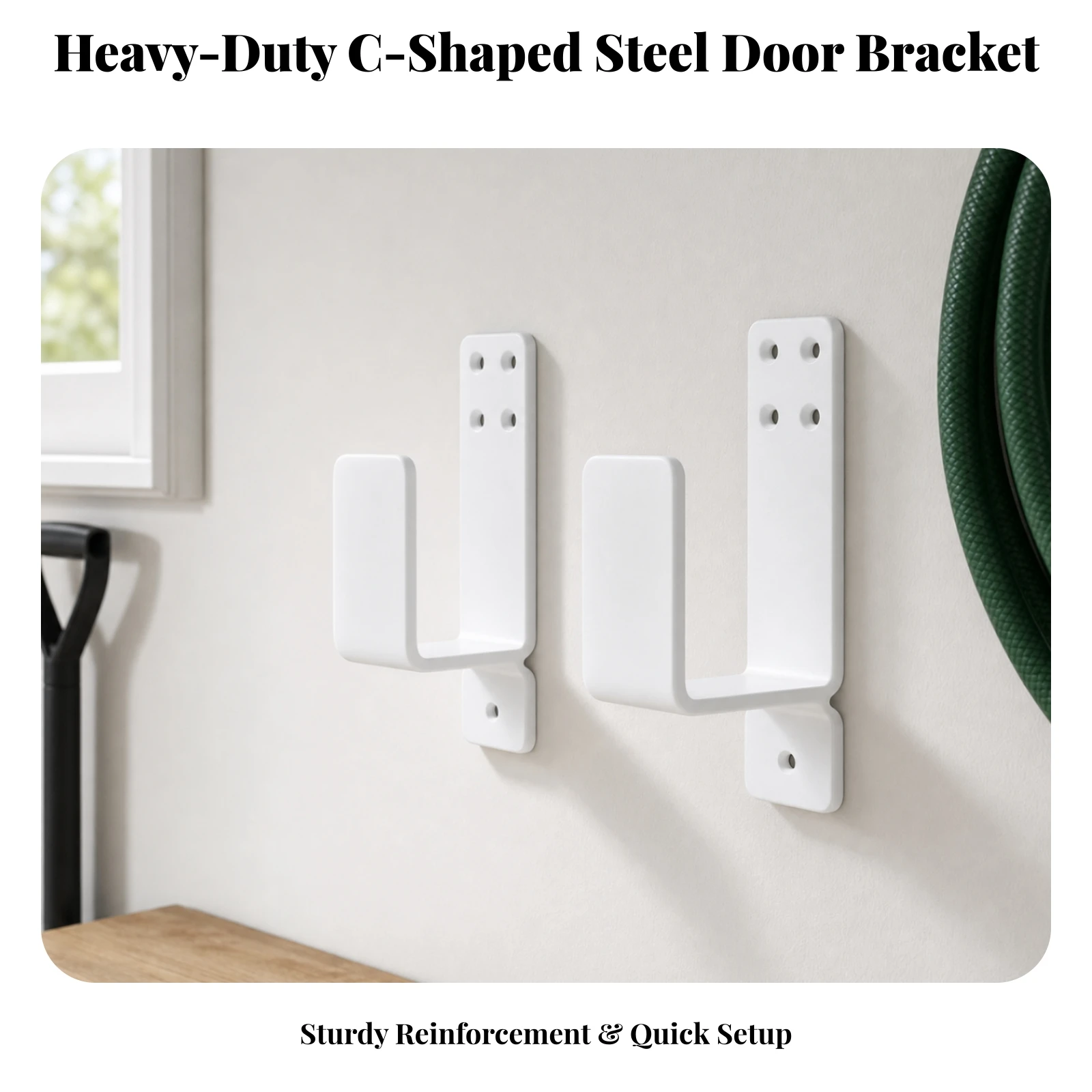2 Pieces 2x4 Door Barricade Bracket Heavy Duty Door Security Barricade Bracket Reinforced Base Easy to Install for Garage