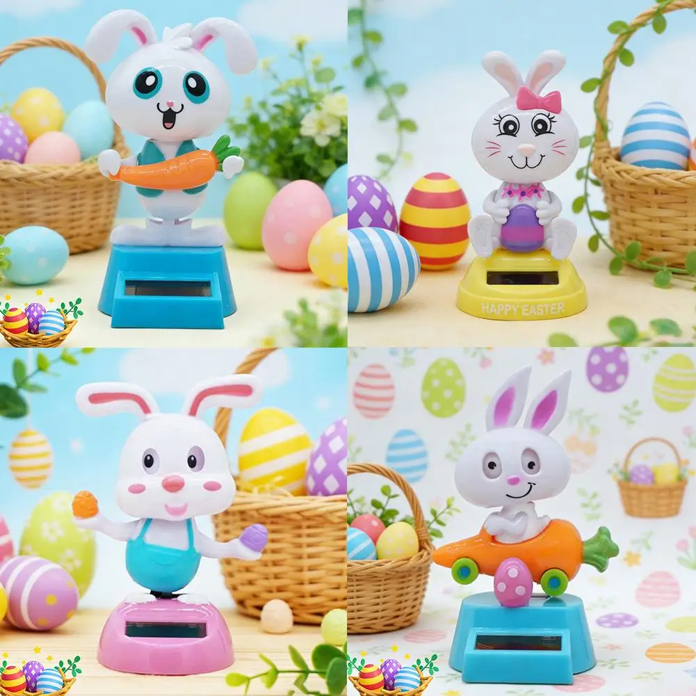 Solar Powered Rabbit Dancing Toys Bunny Eggs Car Shaking Ornaments Head Dancer Cute Rabbit Gifts With Doll Eggs Bunny Easte Q9B8