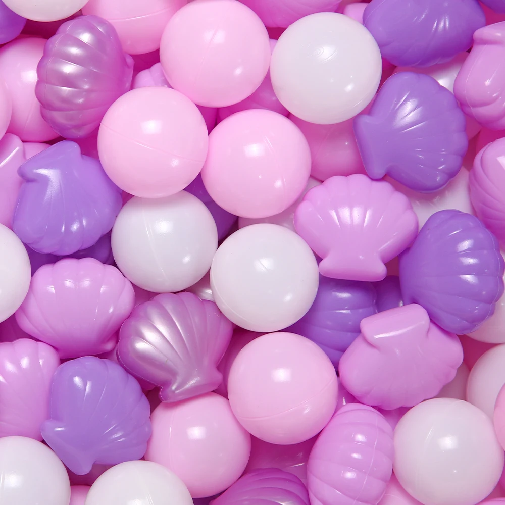 100pcs Pearl Purple Ball Pit Balls with Net Bag for Kid Ocean Ball Pit Activity Supplies Toy Party Decorations Gifts