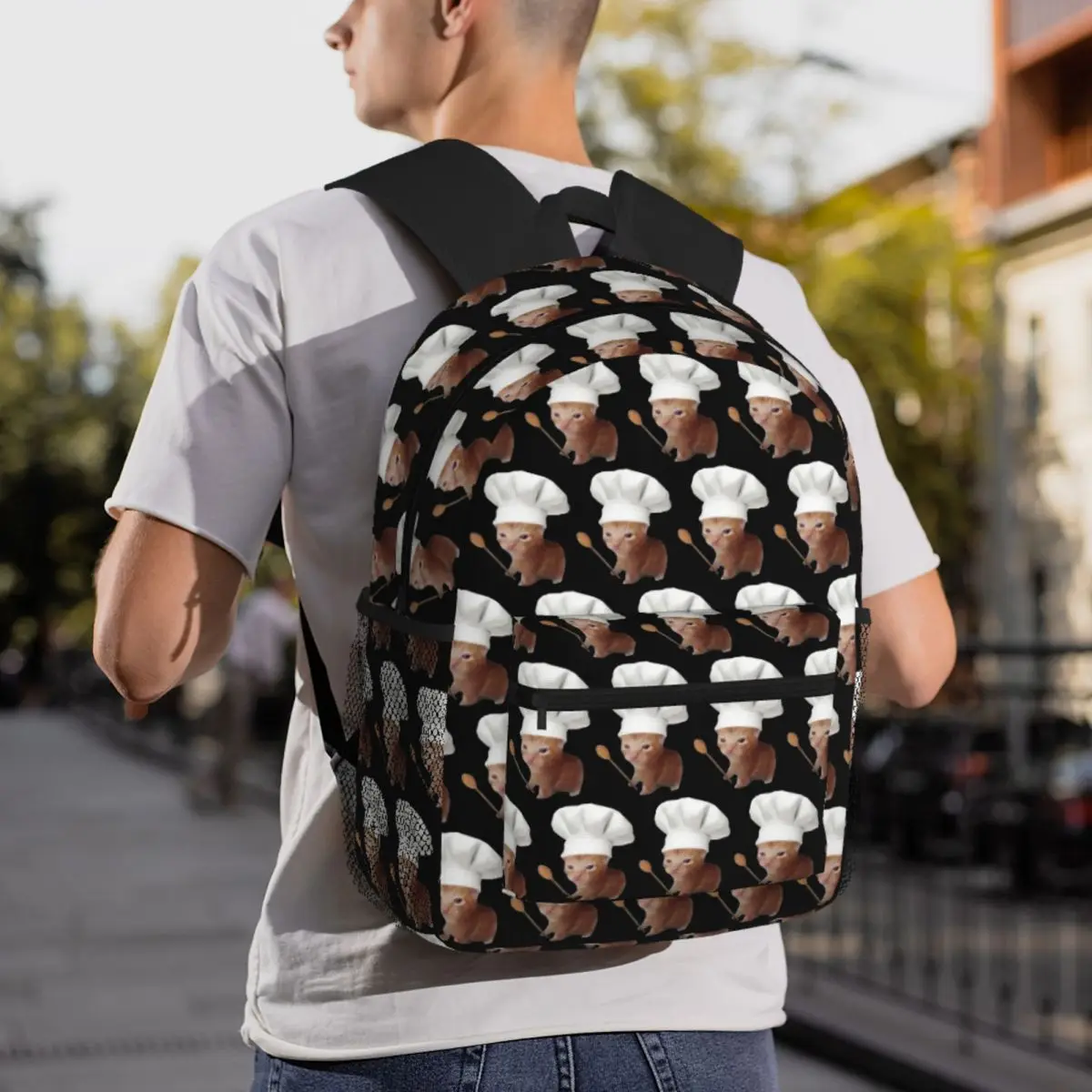 

Chef Cat Kitten Meme Lemme Backpack Daypack Large Capacity Kids BookBag School Bag Shoulder Bags for Men Women