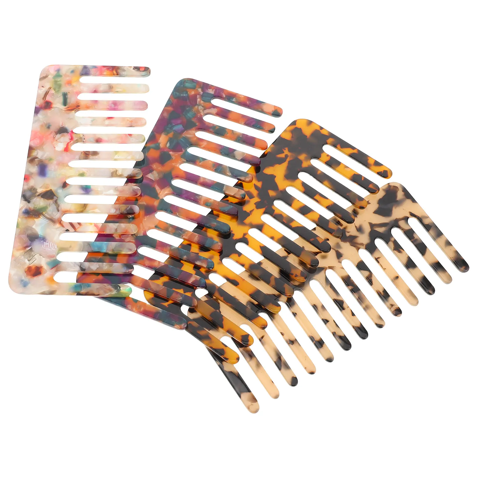 

4Pcs Anti Static Wide Tooth Combs Cellulose Acetate Hair Comb Set for Women Detangling Thick Curly Long Hair Lightweight Stylish