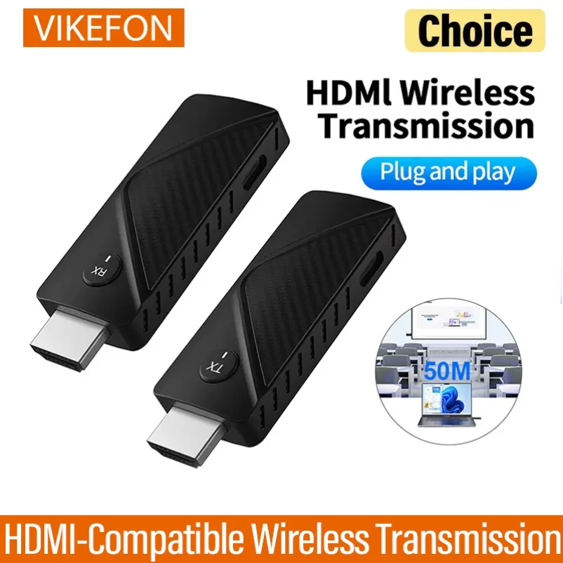 

VIKEFON 50M 1080P HDMI-Compatible Wireless Video Transmitter and Receiver Extender Display Adapter For Projector Monitor Laptops