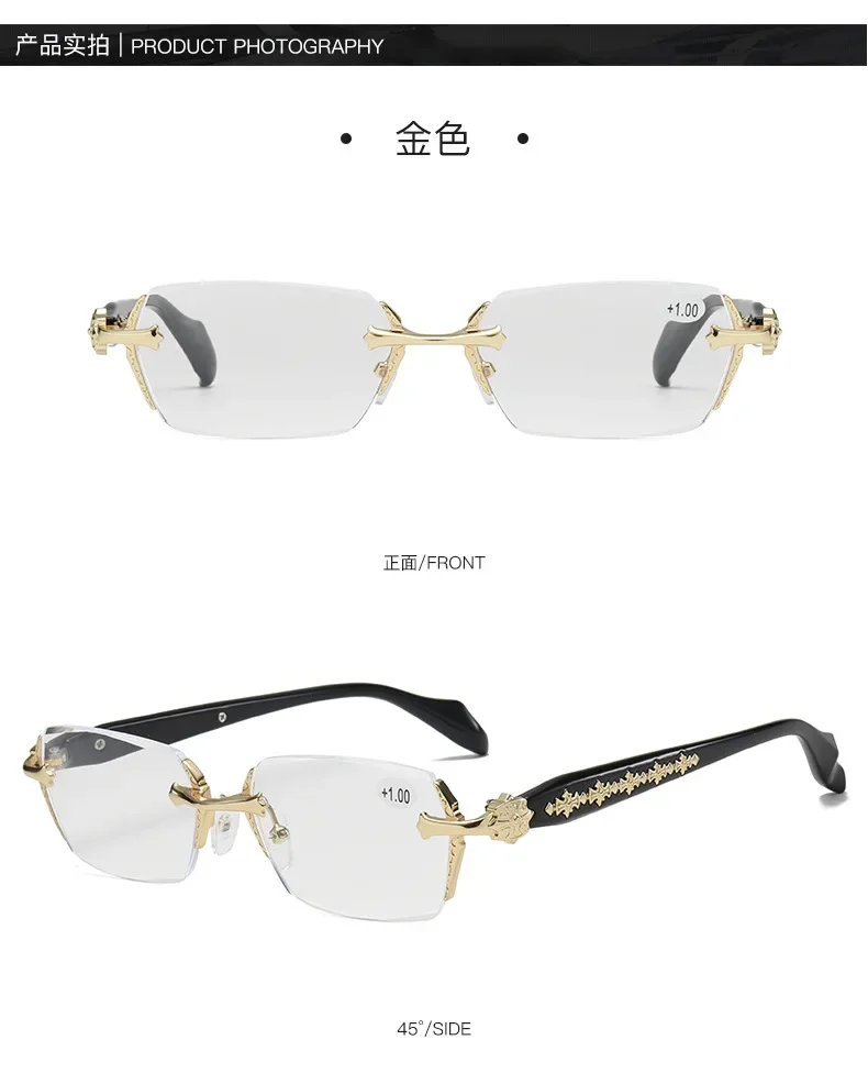 Anti Blau Licht Randlose Lesebrille Mode Frauen Männer Diamant Cut Rand Presbyopie Brillen Anti-müdigkeit Brillen – Detail 14