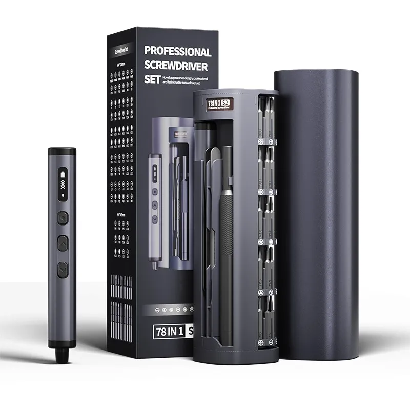 

78 in 1 Electric Precision Screwdriver with Rechargeable Battery, 5 Torque Settings,Magnetic S2 Steel Bits,Cordless Repair Kit