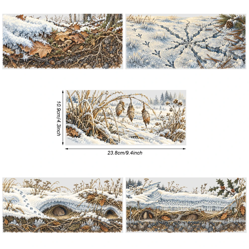 5 Sheets Winter Landscape UV DTF Stickers Mug Decoration Gift Cups Decoration Waterproof Rub on Transfers