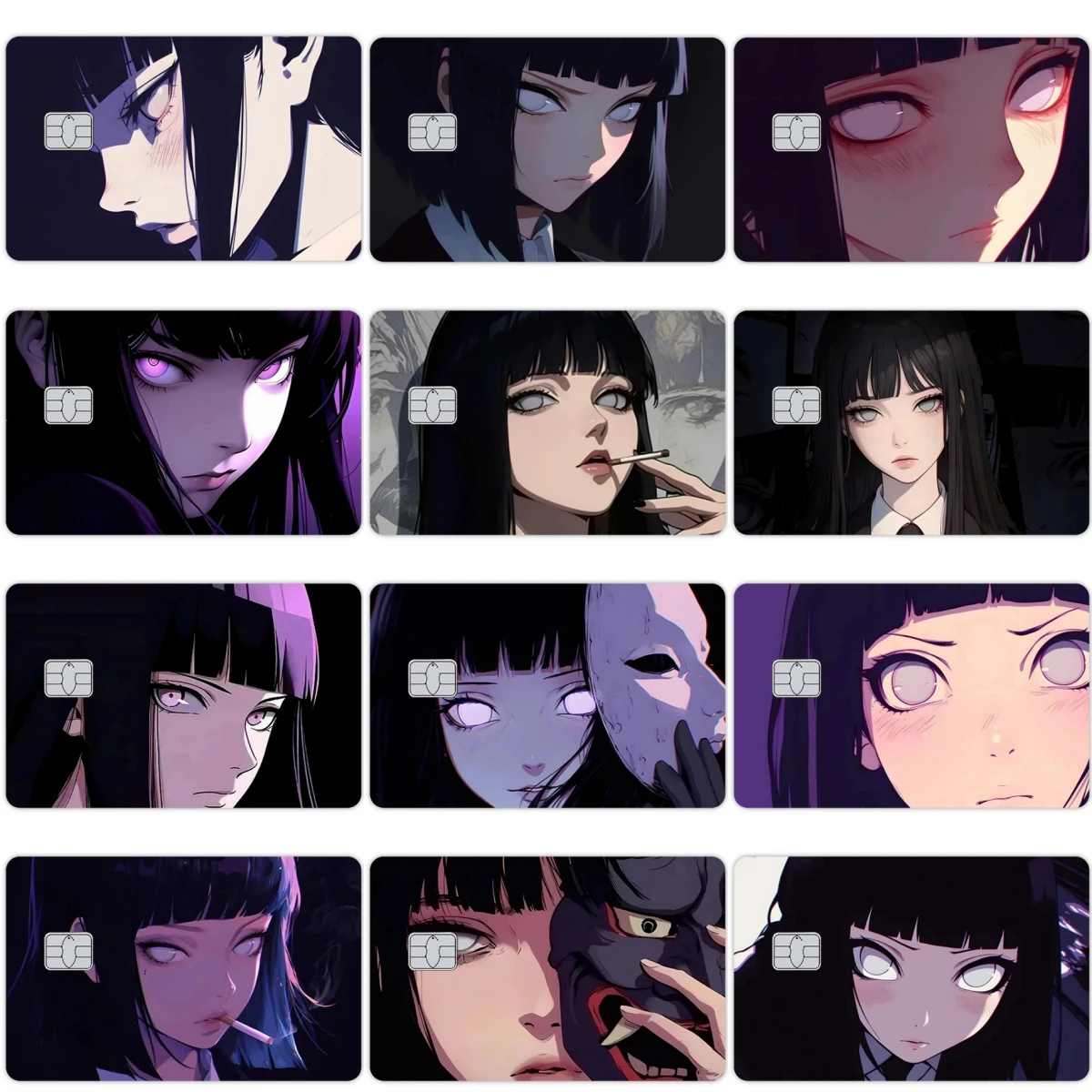 

Y2k Anime Hyuga Hinata Cartoon Star Laser Credit Debit Card Stickers for Small Big No Chip Film Tape Skin Decals Festival Gifts