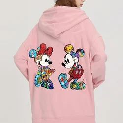 Popular Disney character Mickey Mouse print hooded men's and women's hoodies, couple casual sports street hoodies