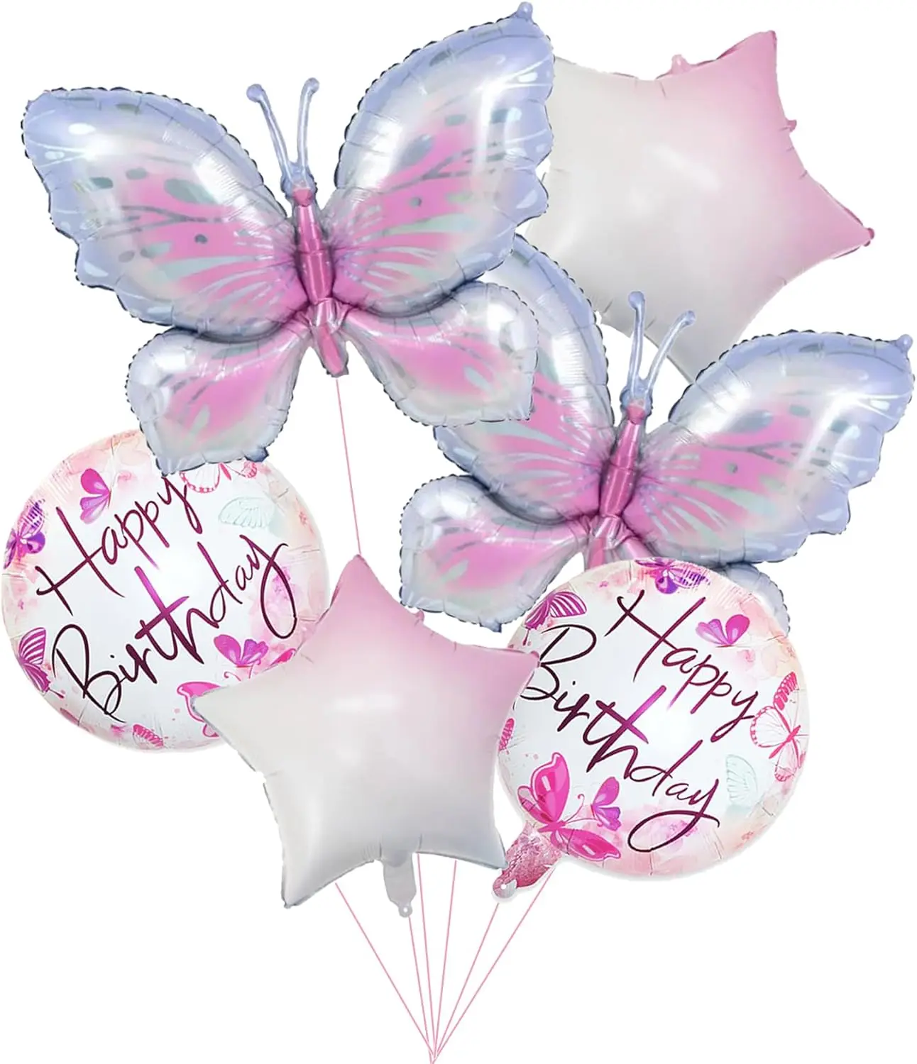 6-teiliges Set Schmetterling Geburtstagsparty Dekorationen Schmetterling Folienballons für Hochzeit Mädchen Geburtstagsfeier Dekorationszubehör