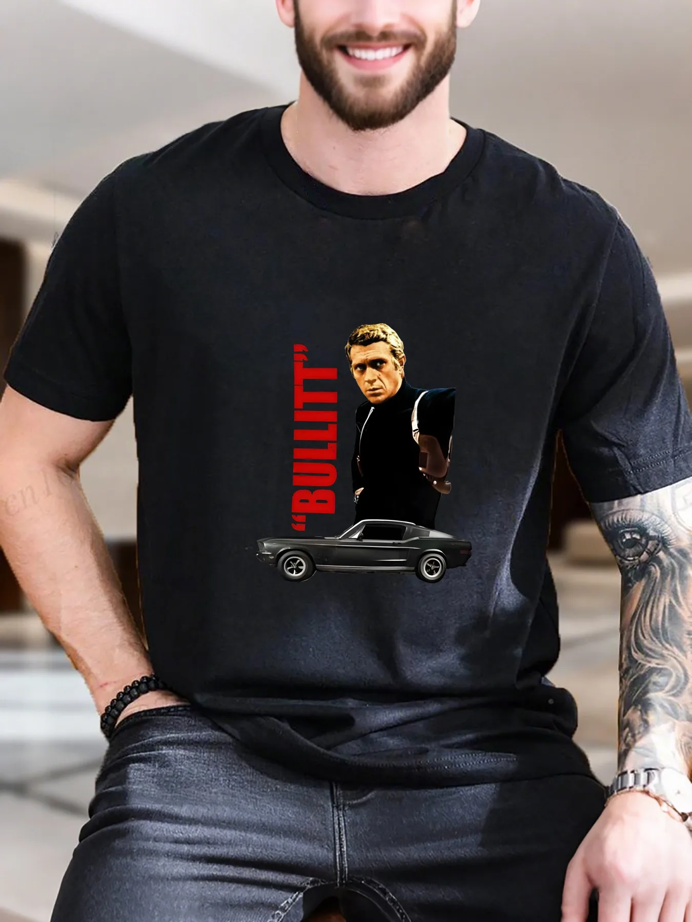 

New Arrival Fashion Bullitt Heavyweight Hot Sale Vintage Funny Fashionable Men's T-Shirt