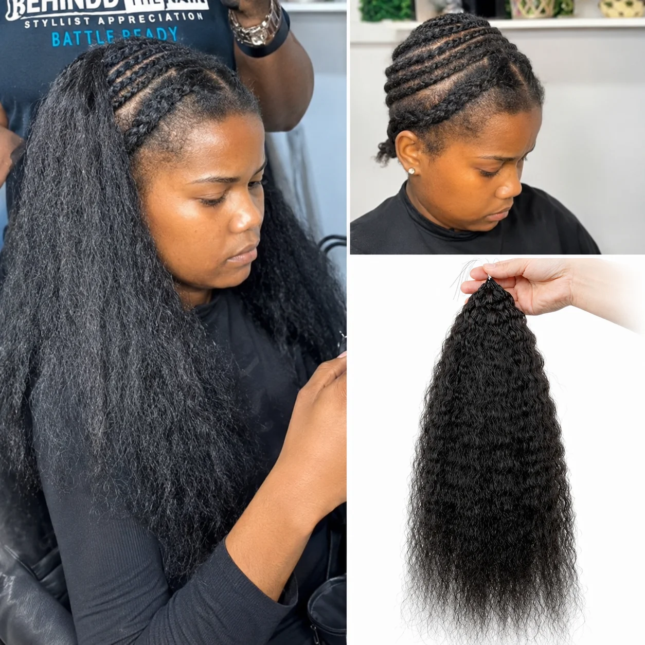 

Natural Black Color Kinky Straight Human Hair Bulk Crochet Braiding Extensions Pre Separated Invisible Knotless Feather Tip Remy Virgin Hair For Women