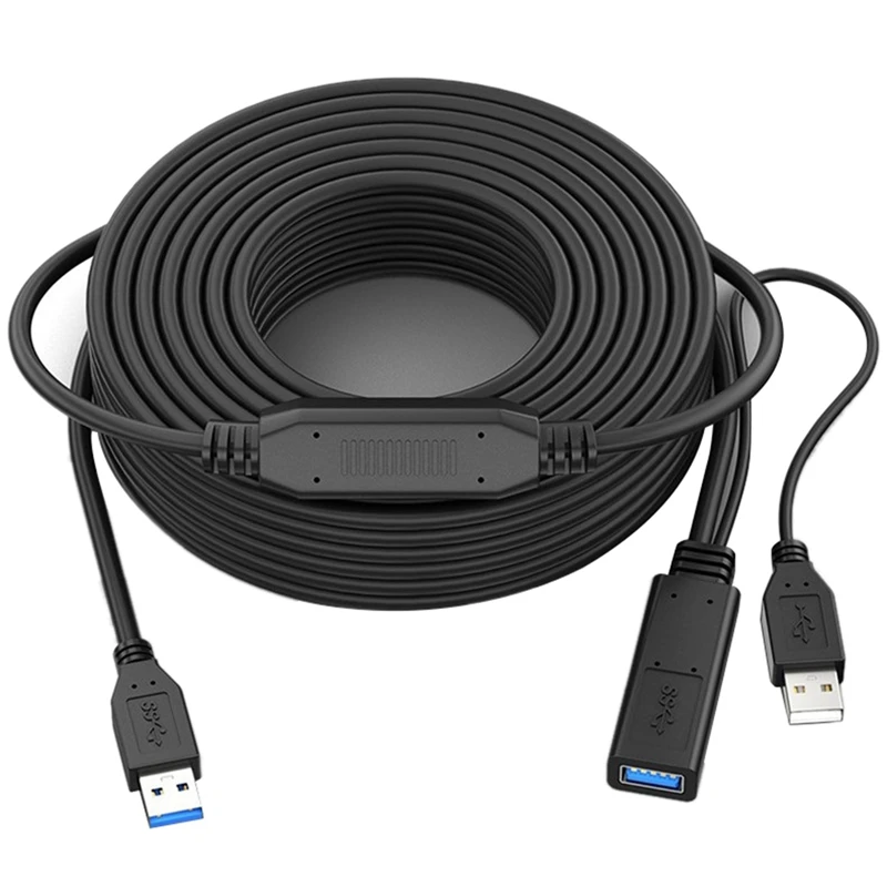 USB 3.0 Extension Cable Male To Female Active Extension Cable USB Repeater With Signal Booster 49.2 Feet/15 Meter, Durable