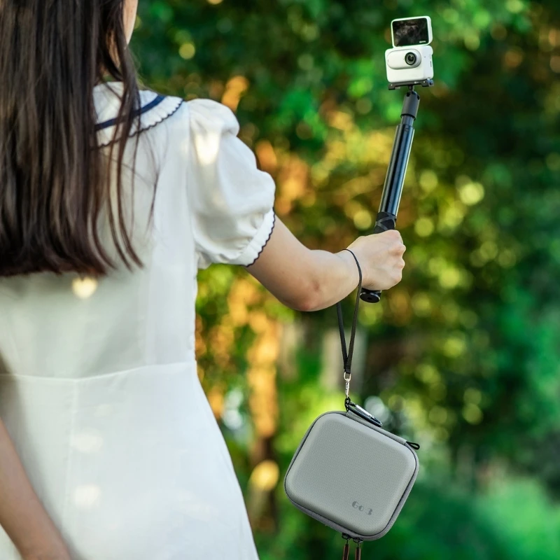 กระเป๋ากล้องพกพา PU กันน้ำกระเป๋าตาข่ายด้านในสำหรับ Insta360 GO3อุปกรณ์จัดระเบียบกล้องพร้อมถาดยึดด้านใน