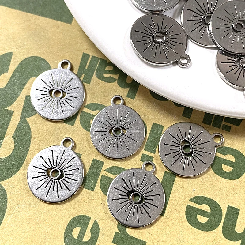 10pcs Hollow Eye Stainless Steel Charms Two-Sided Round Shape Sun Eyes Pendant For Earring Bracelet Diy Jewelry Make