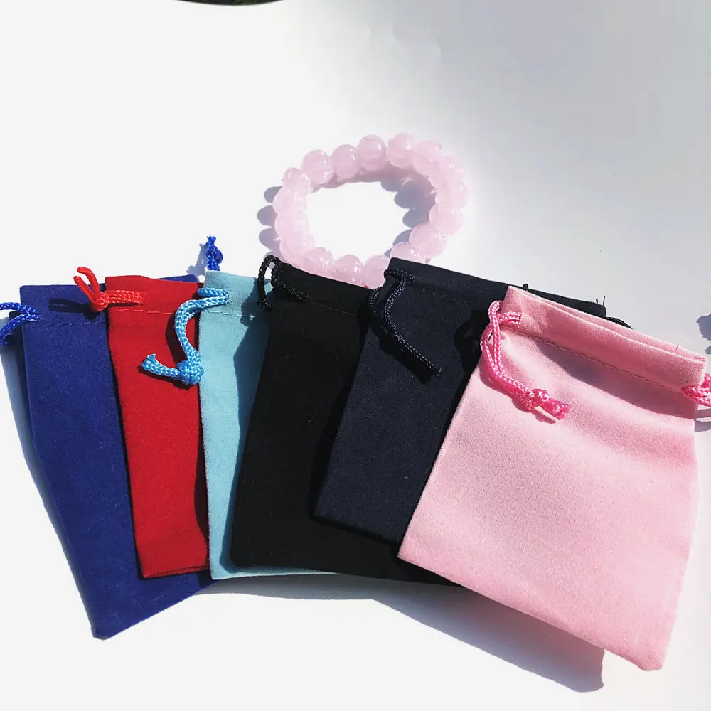 100pcs Multi-color Velvet Drawstring Bags Small Jewelry Packaging Pouches Wedding Favors Party Gift Candy Bags7x9cm