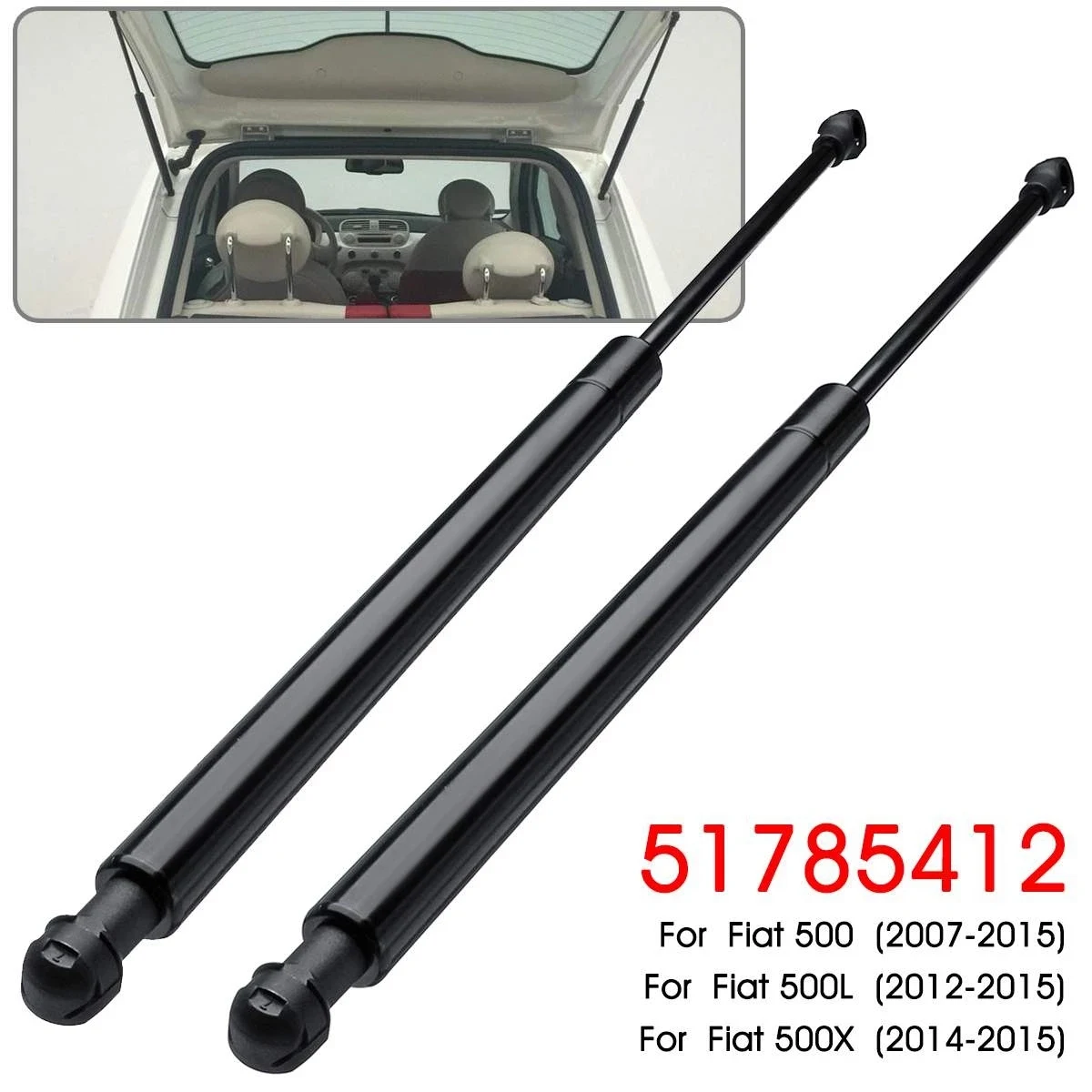 2X Achterklep Boot Lente Lift Ondersteuning Gasveren Lift Gas Strut Bars voor Fiat 500 2007-2017