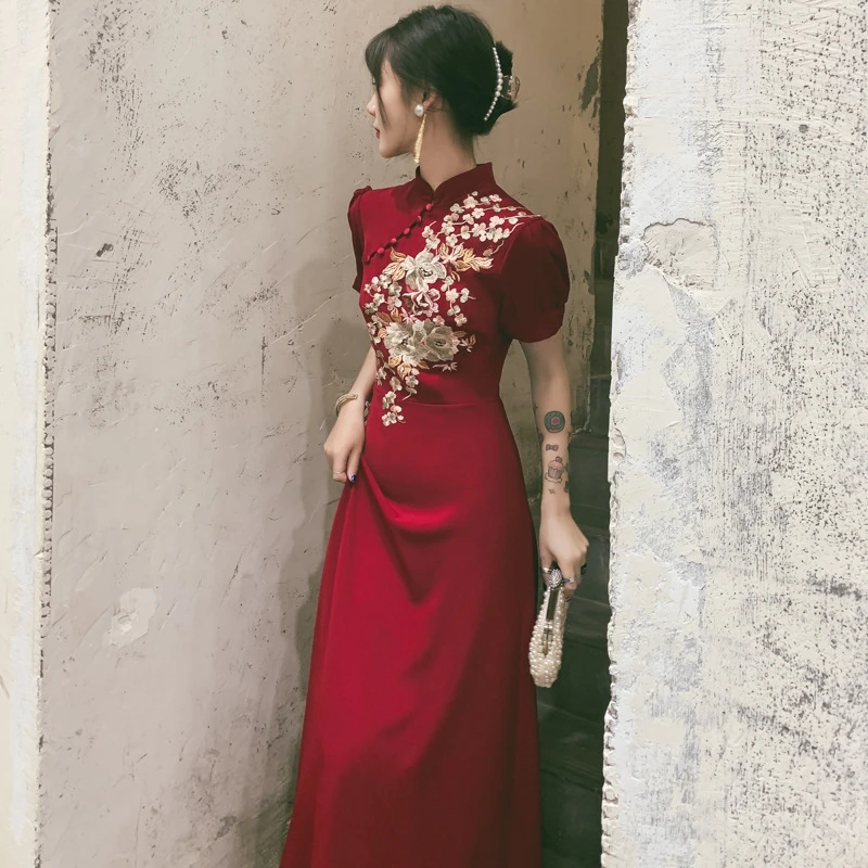 

2022 New Wedding Autumn Usually Can Wear Chinese Engagement Dresses Female Show Harvest Cheongsam