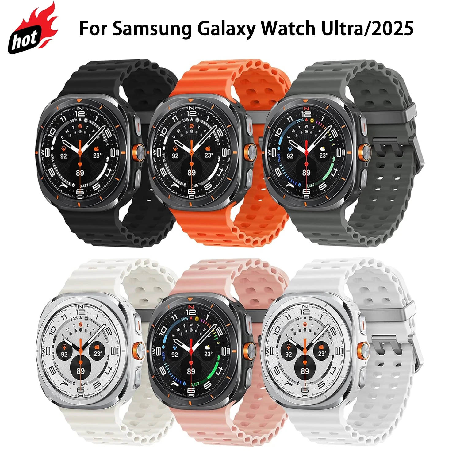 NEW Marine Silicone Strap For Samsung watch ultra 47mm Bracelet No Gaps Sport  Band for Galaxy 8 ultra 2025 watchband straps