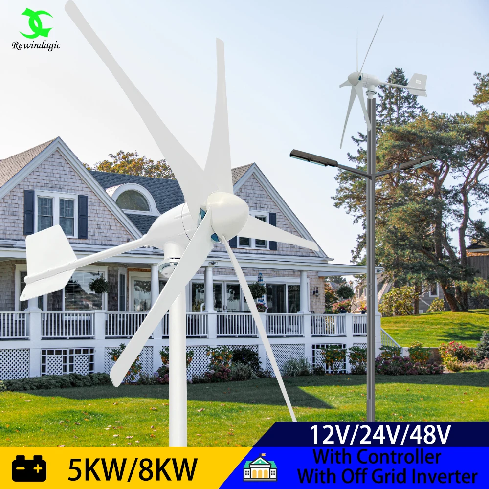 

5KW 5000w Vertical Axis Maglev Windmill Turbine High Voltage Generator 12v 24V 48V With Hybrid Controller Off Grid System