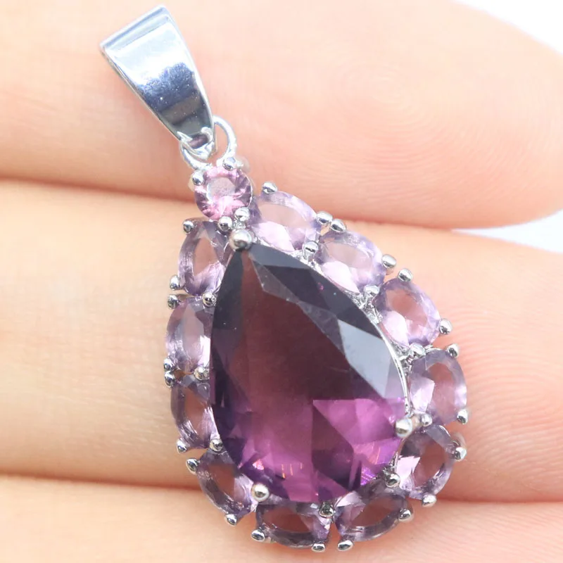 Buy 3 Get 1 Free 30x16mm Gorgeous 2.9g Tanzanite Purple Amethyst Pink Morganite Women Dating Silver Pendant