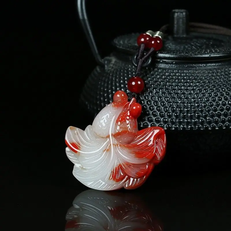 

Hotan Jade Colorful Goldfish Pendant Year After Year Fish Necklace Necklace for Men and Women Fashion Jewelry Festival Gift