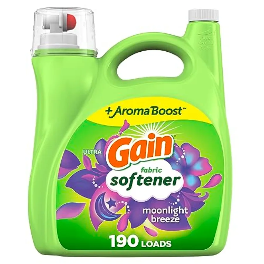 

Gain Moonlight Breeze Fabric Softener, 140 FL OZ, 190 Load, Smooth Touch Laundry Conditioner Liquid