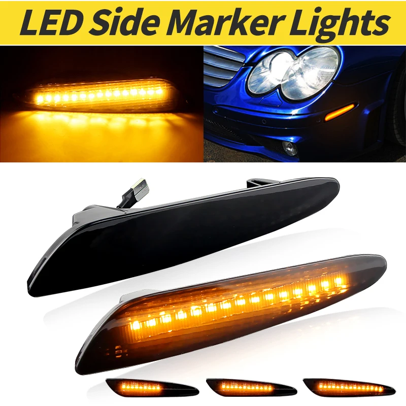 

2x Front Bumper Dynamic Led Side Marker Lights Signal Lamp Smoky Lens For Mercedes-Benz E55 E320 E55 E500 Car Parts Replacement