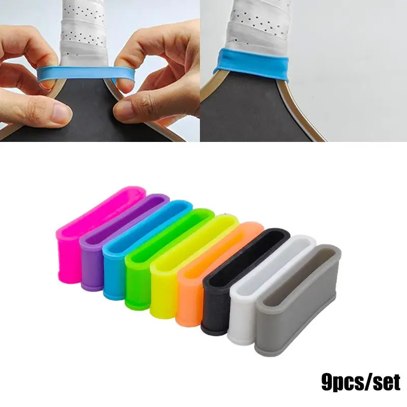 

9Pcs Anti-slip Silicone Overgrip Bands Pickleball Paddle Racket Tennis Racquet Handle Closure Strap Ring Better Grip Securit
