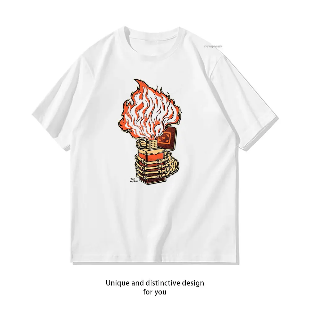 Fiery Knowledge T-Shirt Casual cotton graphic t shirts Creative streetwear Classic O-neck shirt