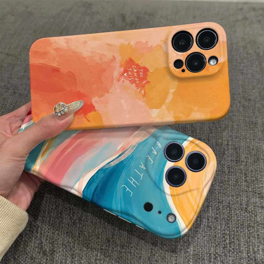 

Colorful Wave Abstract Art For Apple iPhone 8 7 11 12 13 14 15 16 17 16E SE X XS Plus Pro Max 2022 Wave Oil Film Phone Case