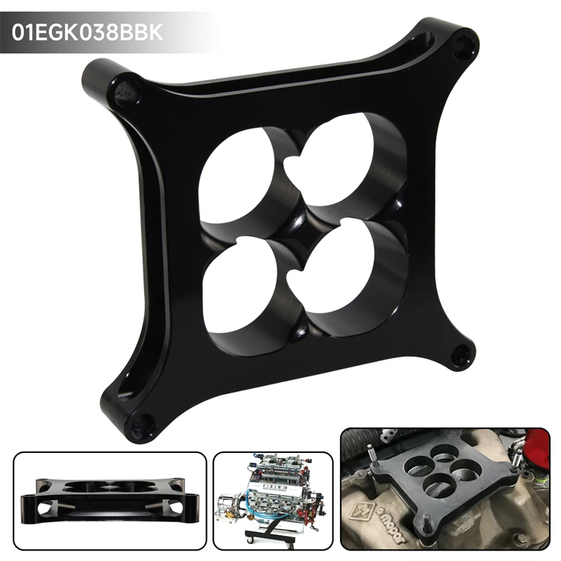 Black 1 inch T6 Aluminum 4150 CNC Machined Carburetor Spacer Square Bore 4 Port Mounting Hardware Chevy GM LS1 LS2