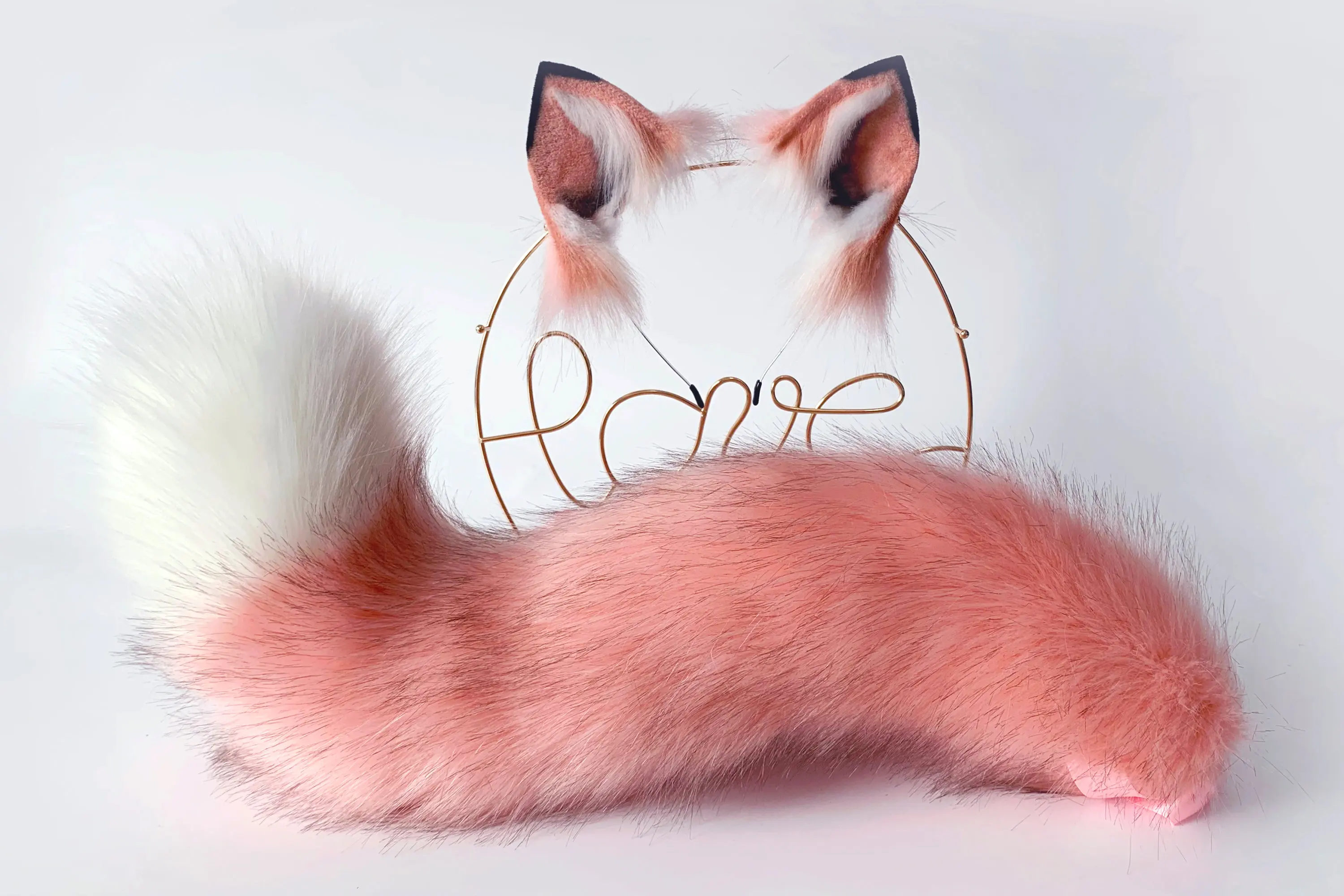 22-inch faux fur cute fox ears and tail, kitten ears and tail set, anime character cosplay ears and tail pet cosplay 2