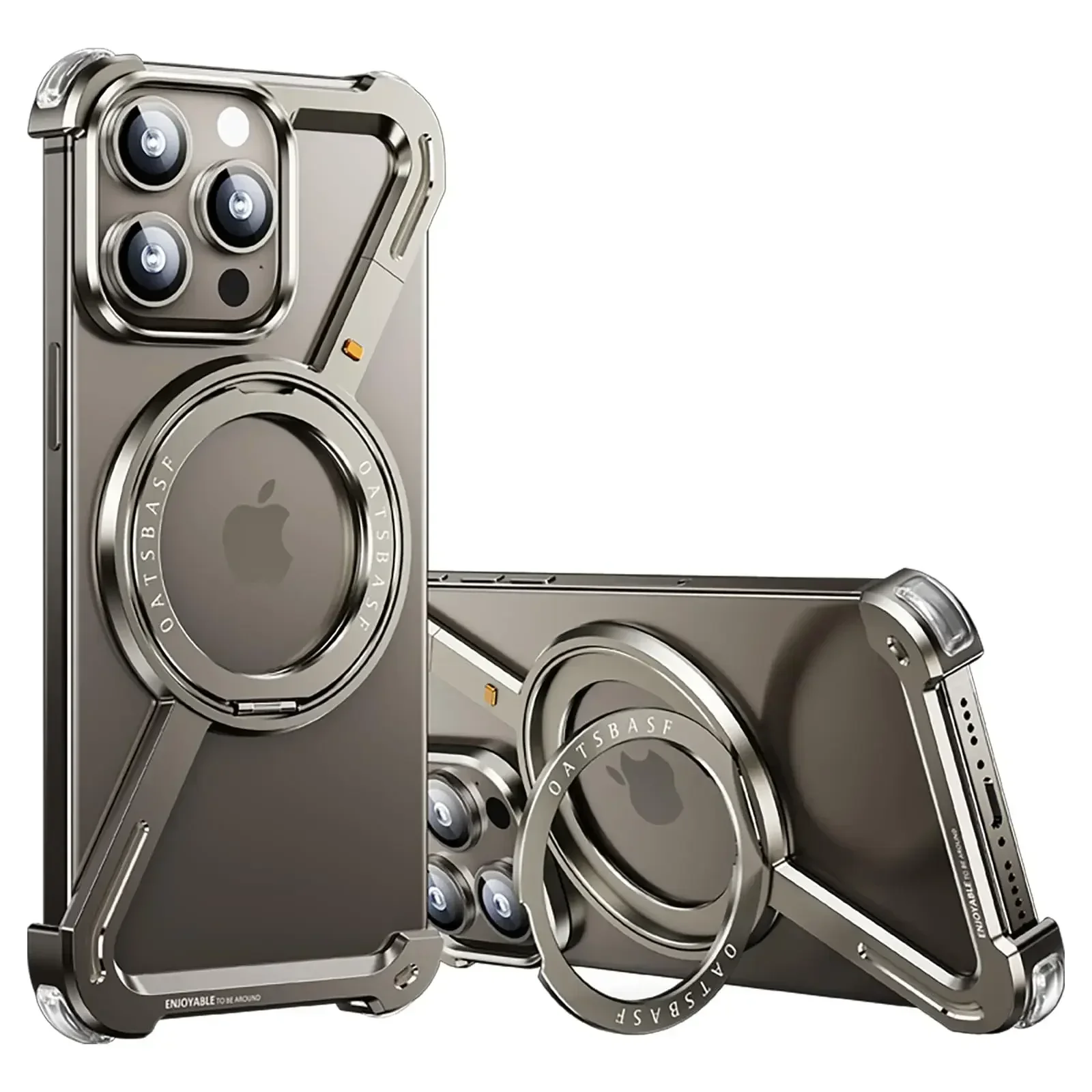 Z -Shape Aluminum Alloy Rimless Magnetic Phone Case For iphone 16 15 14 13 Plus Pro Max Metal Holder Magsafe Shockproof Hard