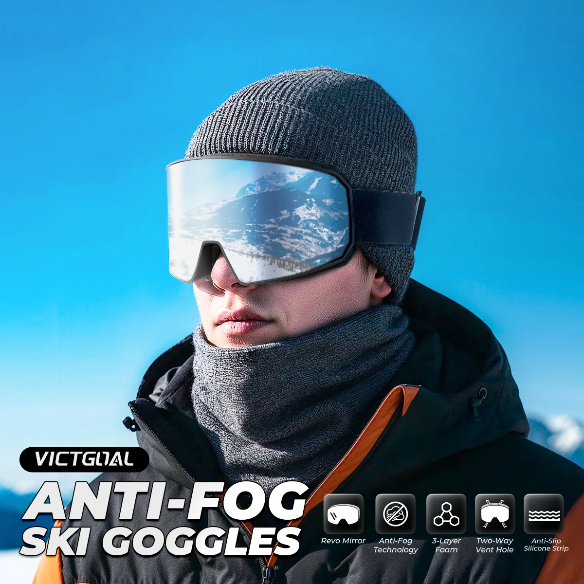 VICTGOAL نظارات التزلج المضادة للضباب حماية من الأشعة فوق البنفسجية عدسة مزدوجة نظارات للتزلج على الجليد النساء الرجال نظارات رياضية في الهواء الطلق