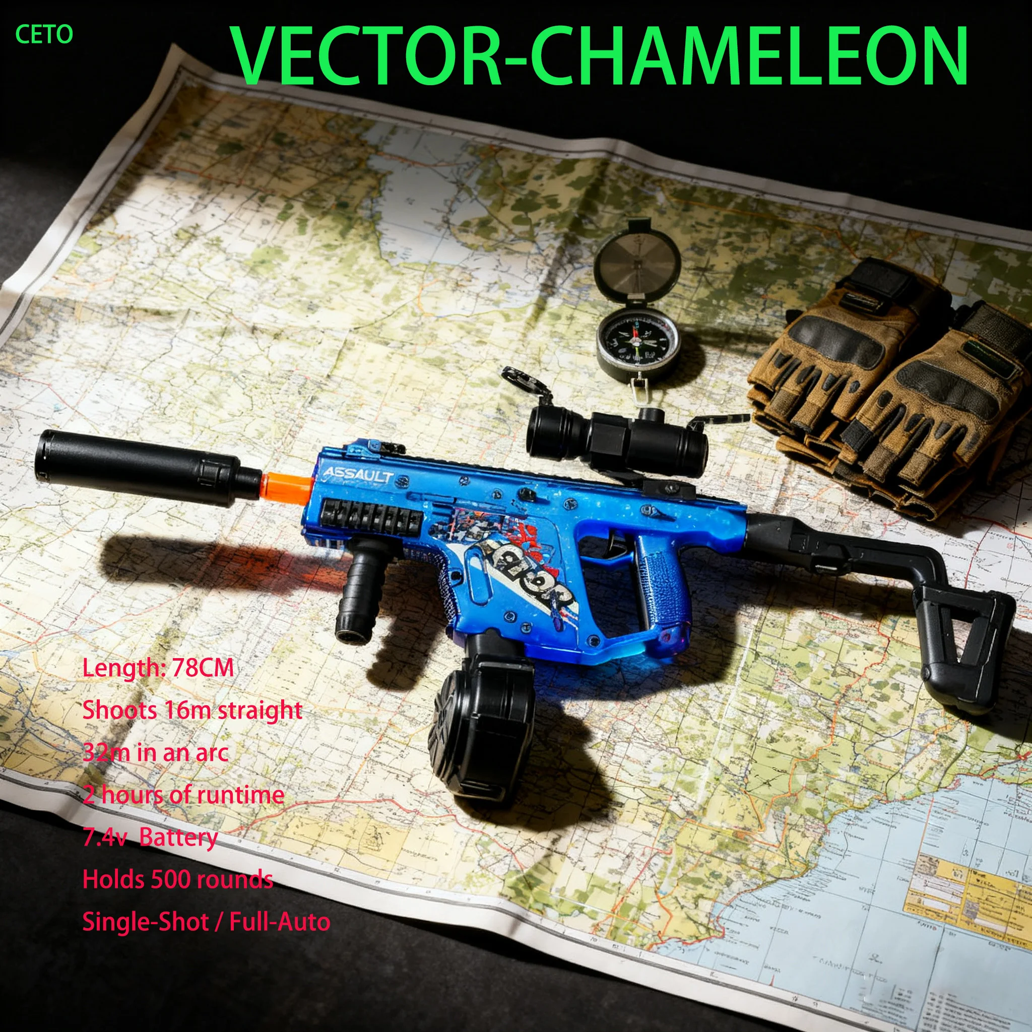 New Vector Auto Gel Blasters Full Automatic Splatter Ball Gun Toys Long Range Adults Outdoor Shooting Game 10000 Water Beads