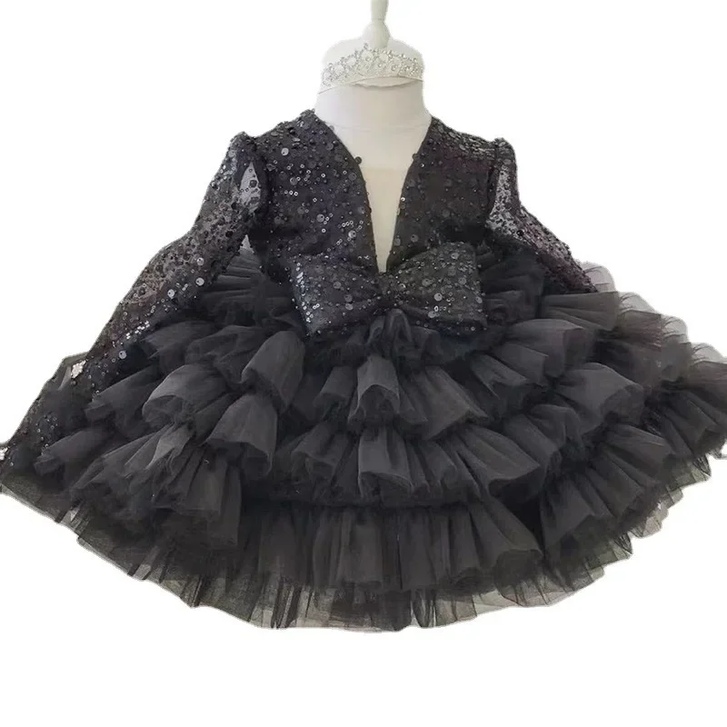 Mädchen Geburtstag Prinzessin Kleid modische Baby flauschige Gaze Blumen mädchen Kleid Ereignisse Blumen mädchen Kleider für Hochzeiten V-Ausschnitt