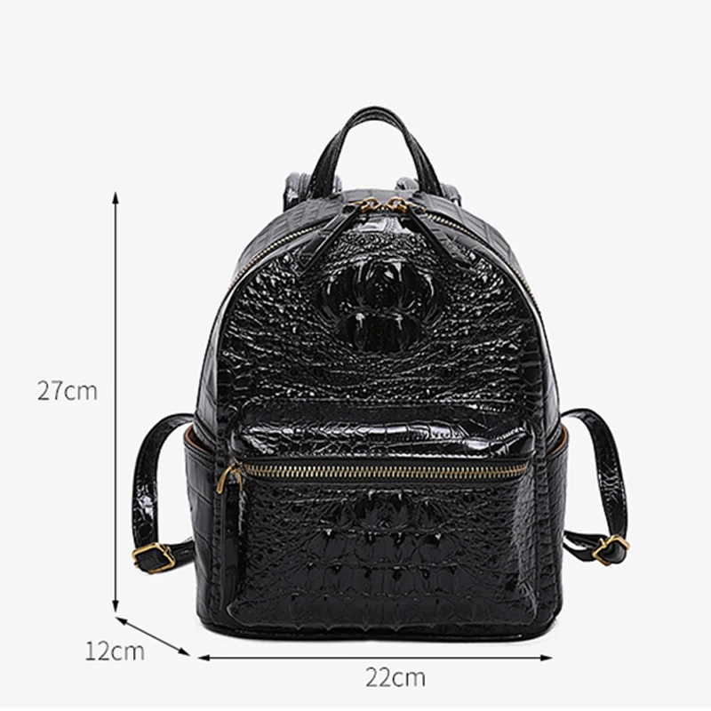 Genuine Leather Crocodile Pattern Shoulder Bag for Women, Luxury Handbag, Fashionable Travel Backpack, New Trend, 2024