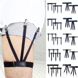 Hot Sell Classic Black Men Shirt Stays Belt With Non-slip Locking Clips Keep Shirt Tucked Leg Thigh Suspender Business Accessory