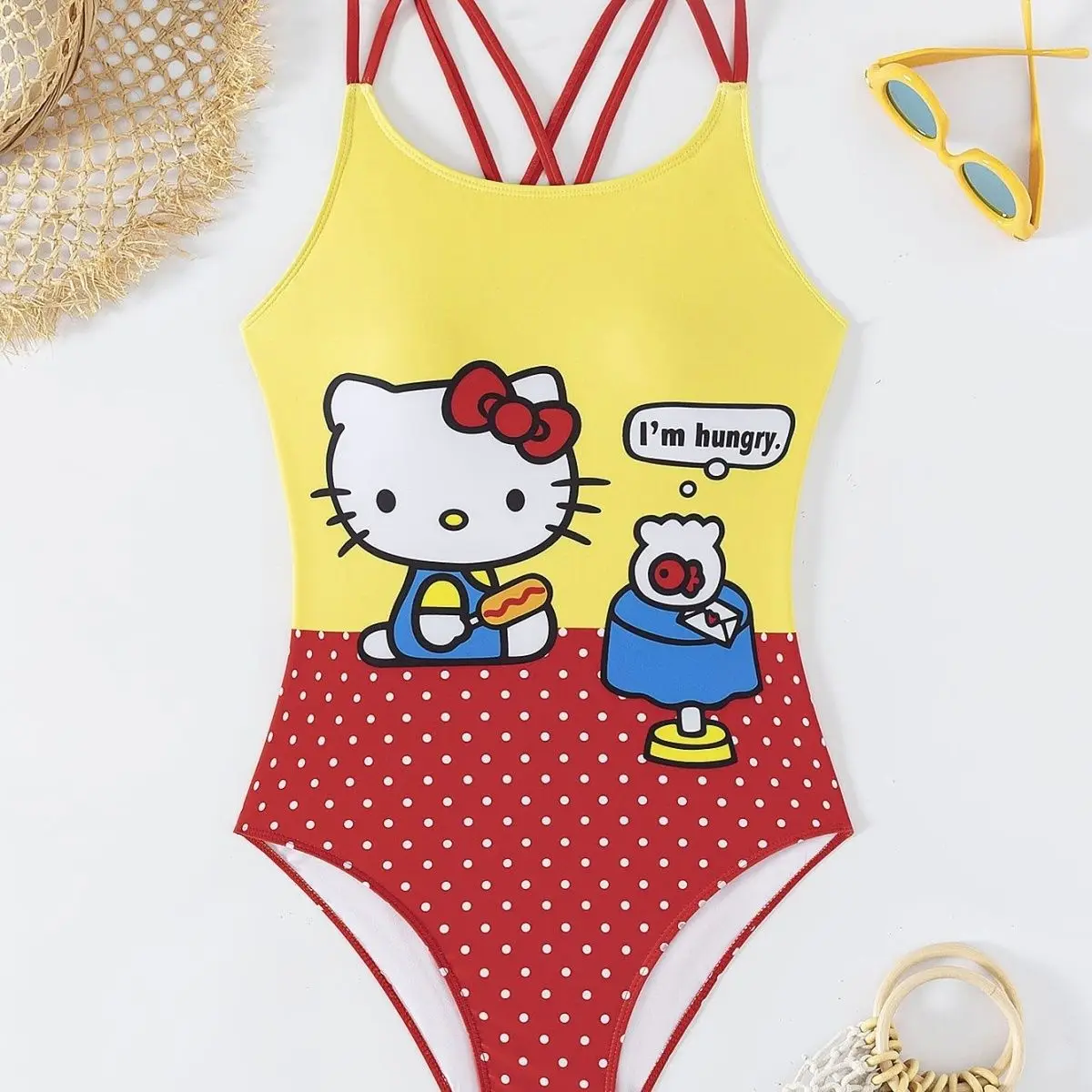 Hello Kittys Cute Jumpsuits Swimsuit Anime Women's Racing Swimsuit Professional Swimwear Quick Drying Outdoor Bathing Suit Gift