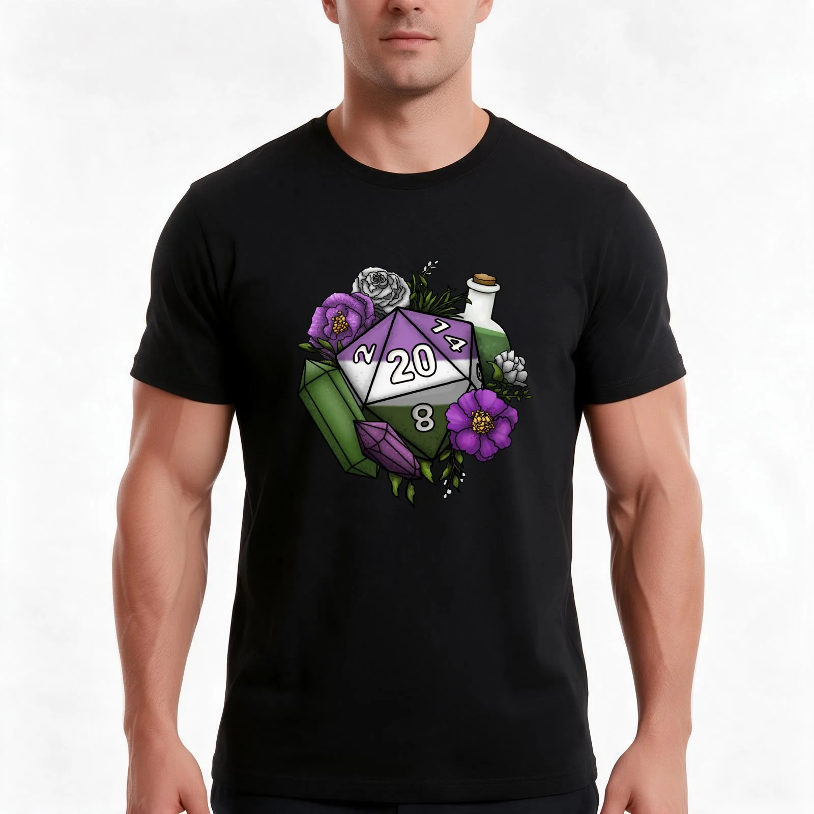 Pride Genderqueer D20 Tabletop RPG Gaming Dice T-Shirt Summer Casual Cotton Tee Oversized Streetwear Tops Unisex Men Women