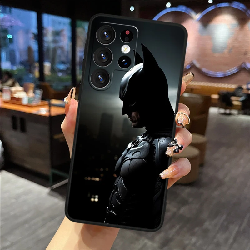 Fajny B-Batman bohater dla Samsung Galaxy S24 S23 S22 S21 S20 FE S10e S10 S9 Ultra Plus miękki TPU czarny futerał na telefon