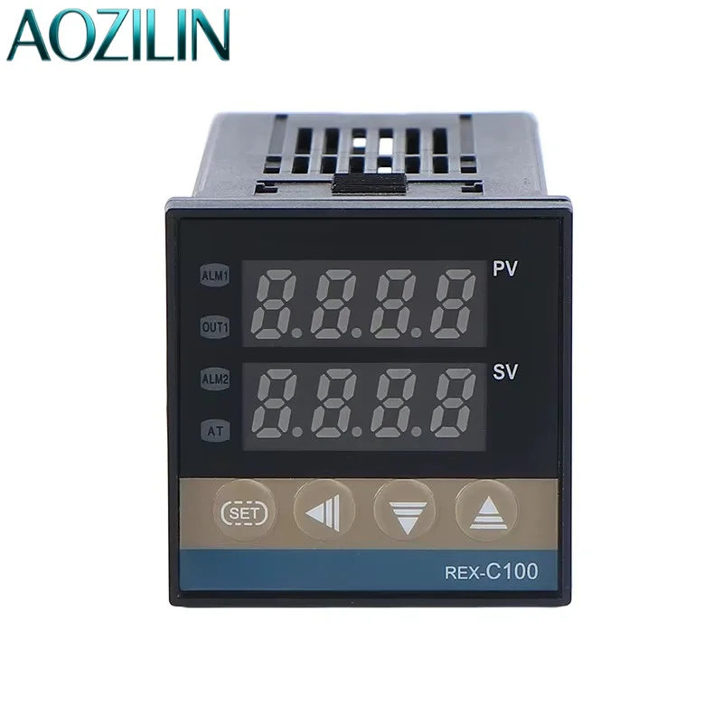 AOZILIN REX-C100 PID Thermostat 4Pcs Kit Thermocouple SSR Heat Sink Constant Temperature Controller For Packaging Machine