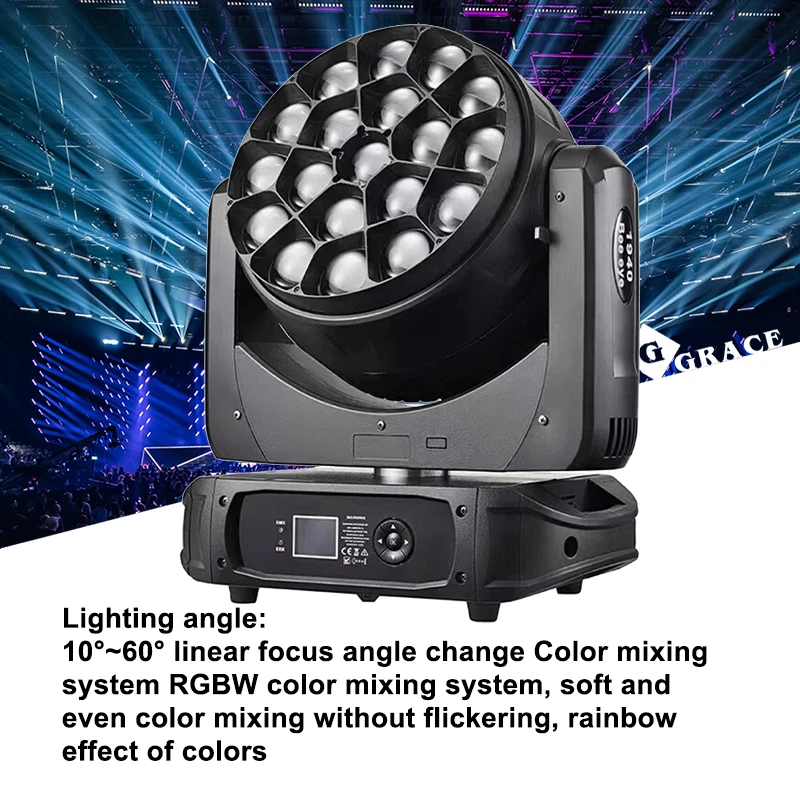 Tête mobile LED de lavage de contrôle de cercle Igracelite 19x40W RGBW